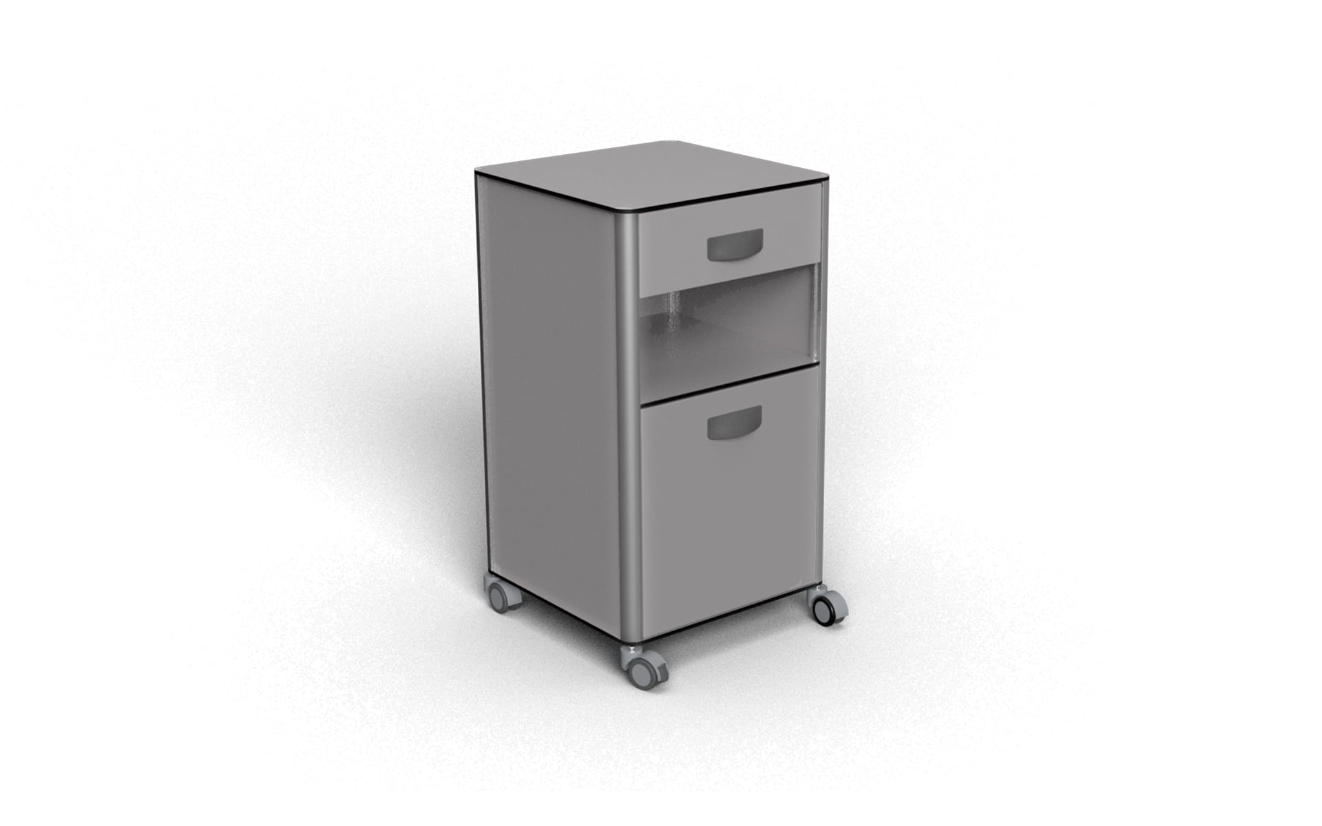 Compact Laminate and Aluminum Bedside Cabinet
