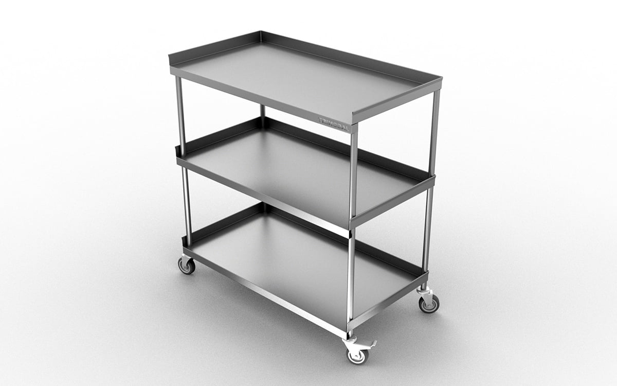 Stainless Steel Three Shelves Instrument Trolley